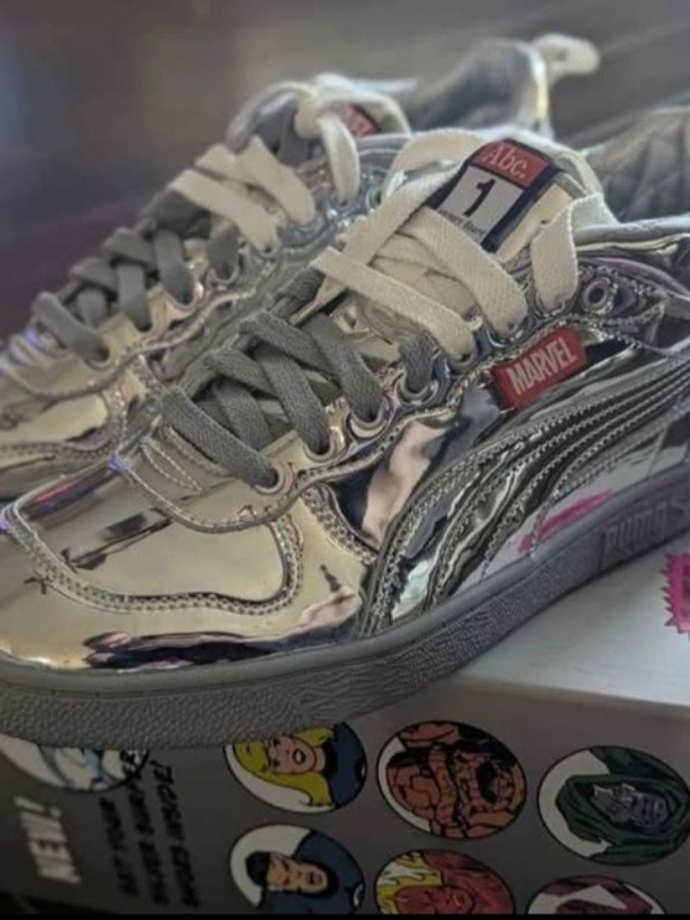 Marvel Kids Silver Metallic Sneakers